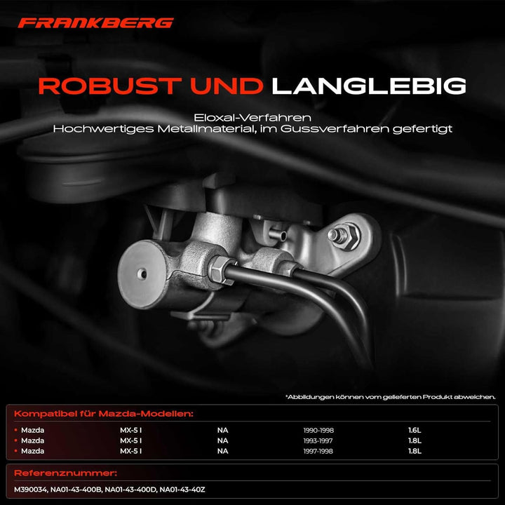 Frankberg Hauptbremszylinder Kompatibel mit MX-5 I NA 1.6L-1.8L Benzin 1990-1998 Replace# M390034