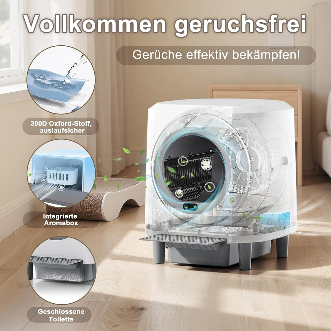 Selbstreinigende Katzentoilette 90L Grossraum, Ellenpent Katzenklo Selbstreinigend mIt Geruchskontro