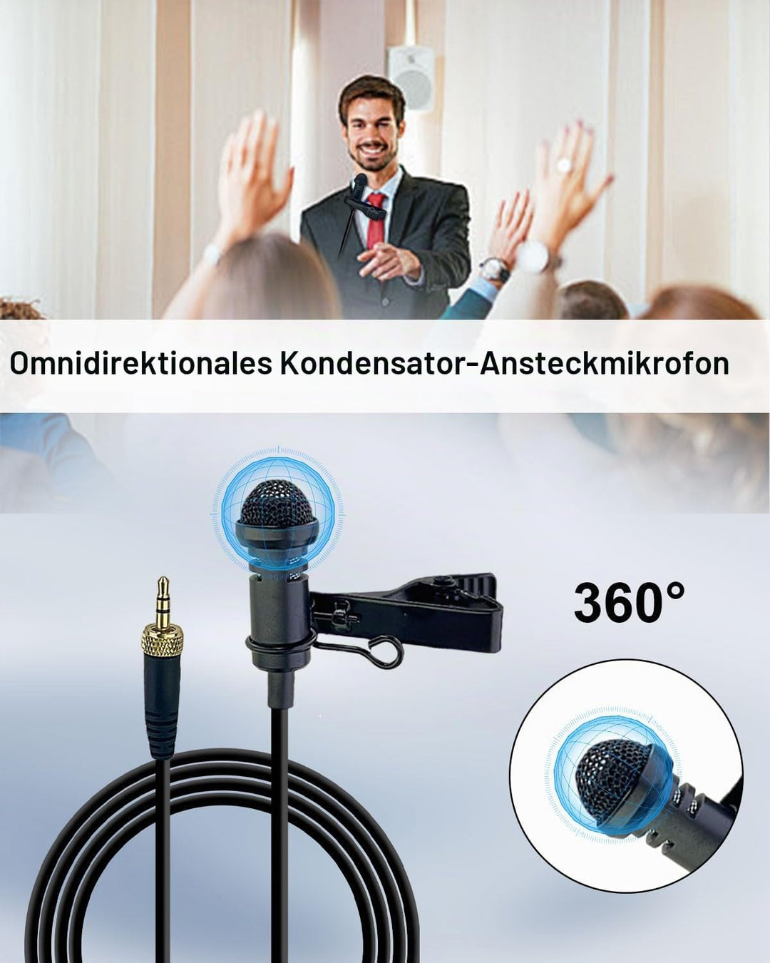 Wired Lavalier Ansteckmikrofon, Lavalier professionelles kompatibel mit Sennheiser Mikrofonsystem-Ta