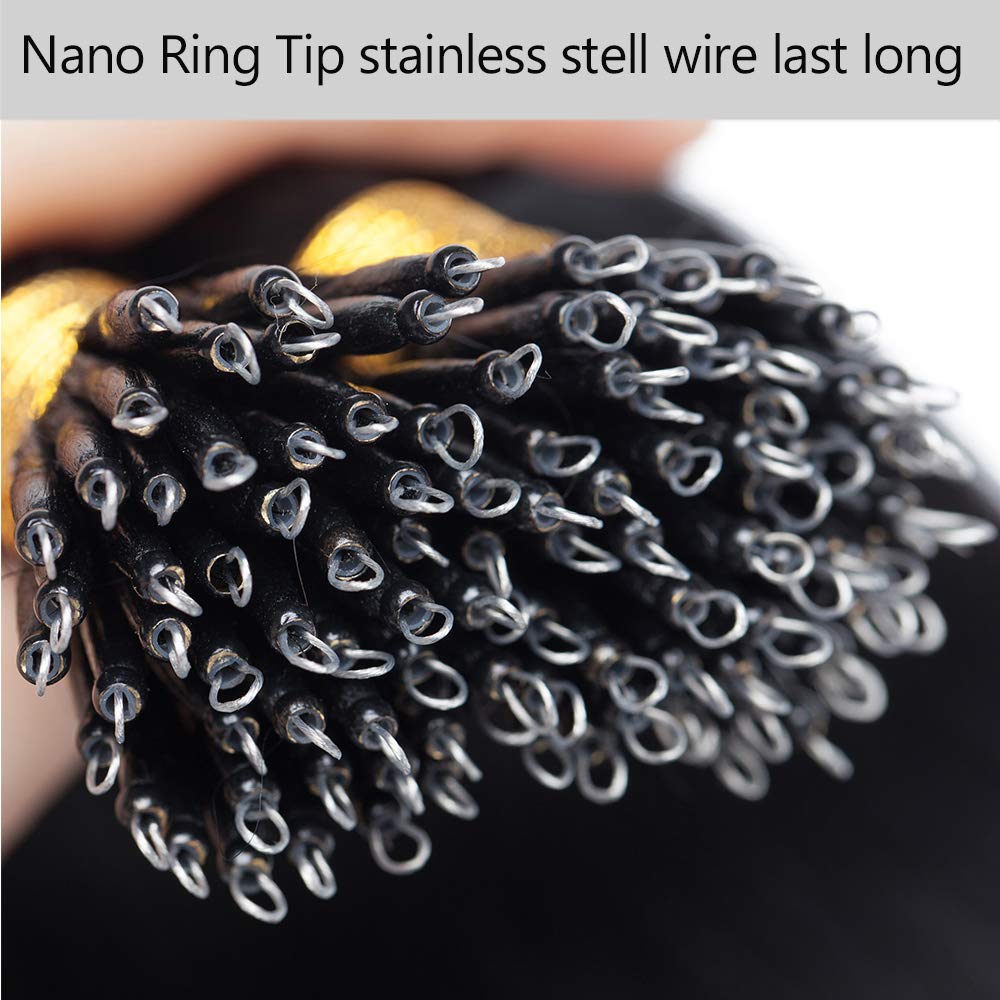 SEGO Nanoring Extension Echthaar 1g Loop Haarverlängerung Haarteile 50 Strähnen Glatt 100% Remy Huma