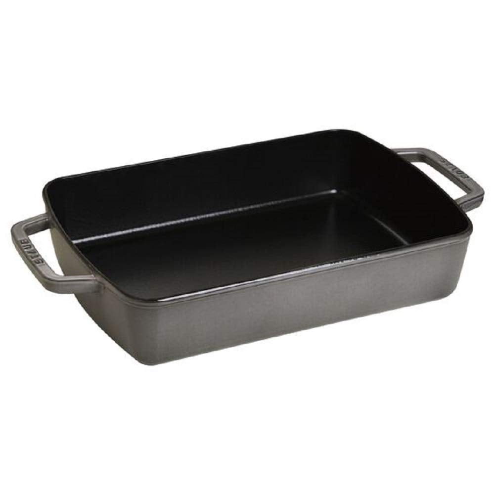 Staub 1004328 Auflaufform (30 x 20 cm, 3,15 L mit mattschwarzer Emaillierung im Inneren der Auflauff