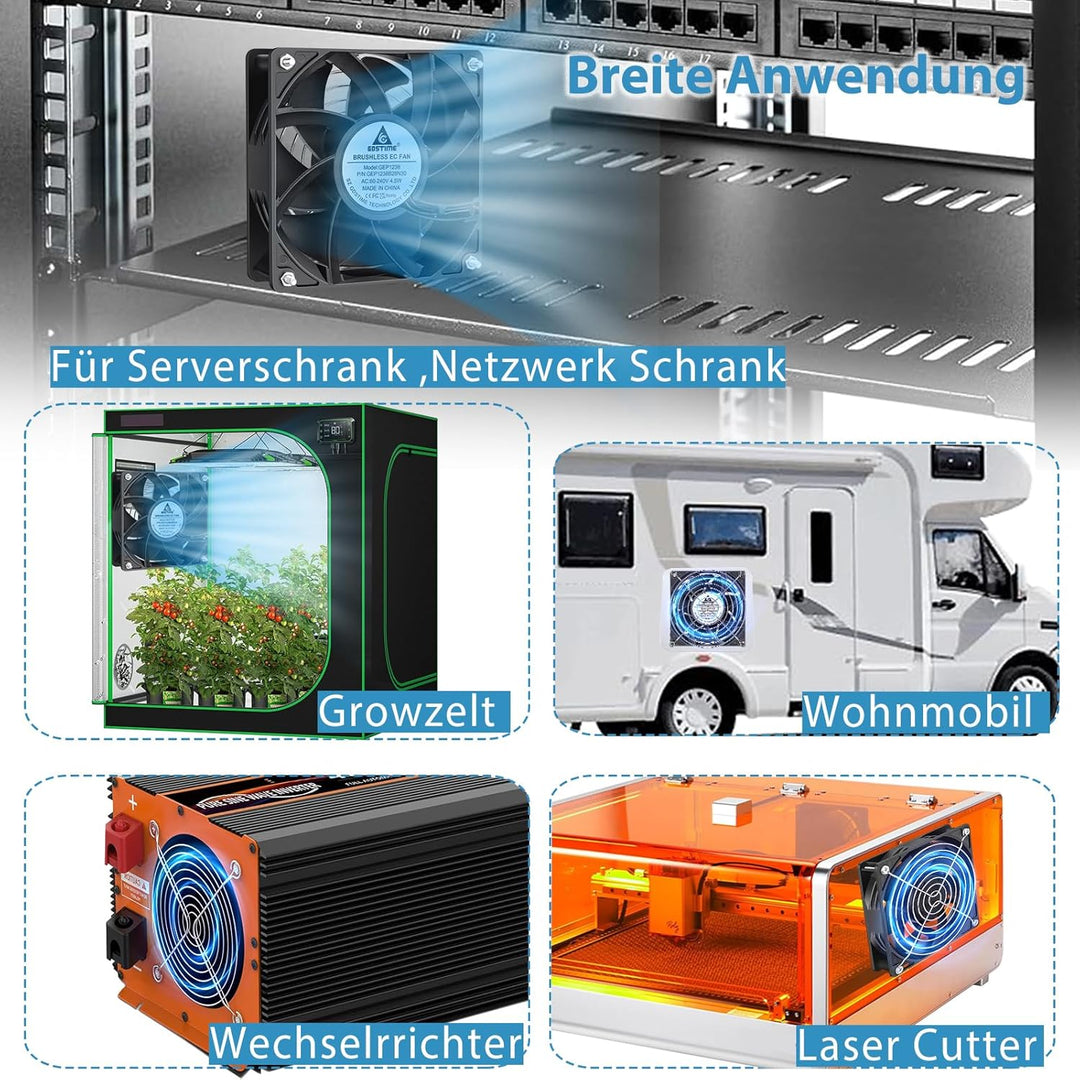 GDSTIME Lüfter 220v Lüfter 12V 120 x38mm Lüfter 230V mit AC Geschwindigkeit Kontrolle DC 3V -12V Küh