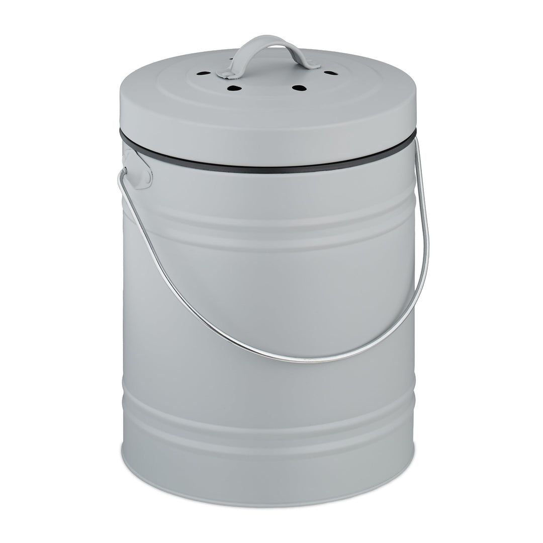 Relaxdays Komposteimer Küche, 5 l, Kleiner Mülleimer, Deckel und Geruchsfilter, Abfalleimer Biomüll,