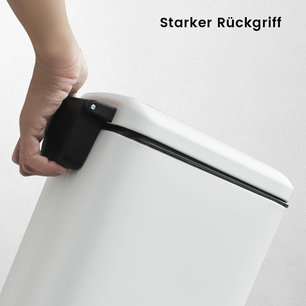 Mülleimer,30L Tretmülleimer mit Softclose Deckel,30 Liter Abfalleimer mit Fusspedal, Quadratischer T