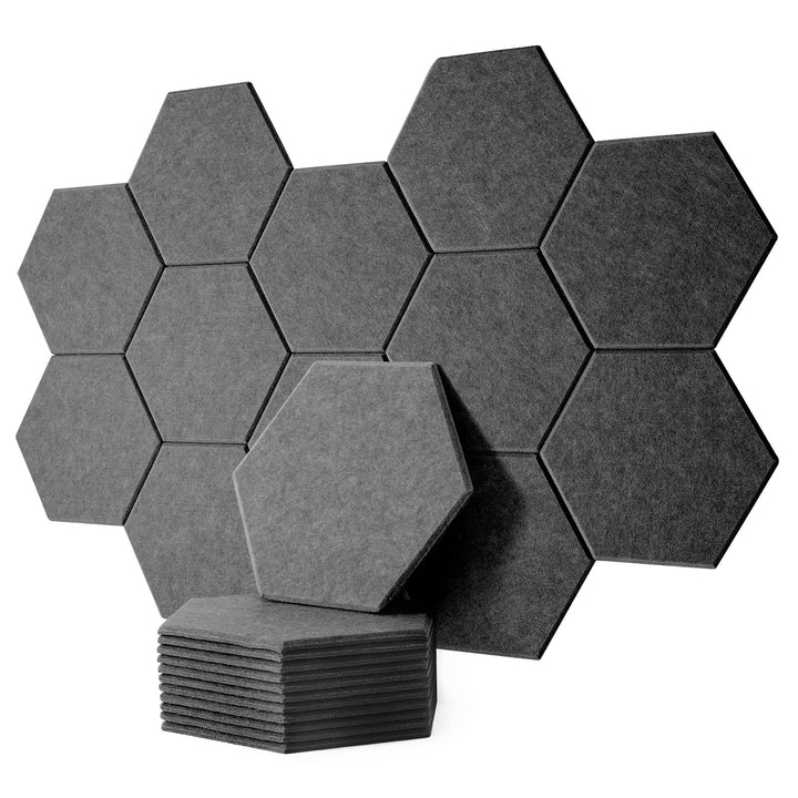 Rdutuok 12 Stück Akustik Panel,30x26x1cm Hexagon Akustik Absorber Schallschutzplatten Akustikpaneele