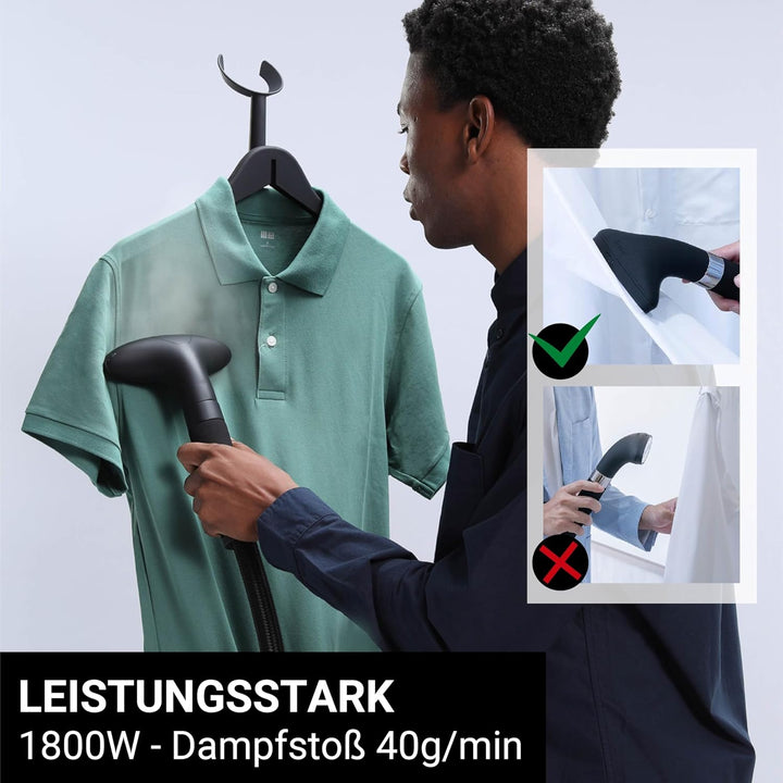 STEAMONE EUHG100B Dampfglätter - Schwarz - Upright - 1.800 W - 1 min Aufheizzeit - Geruchsbeseitigun