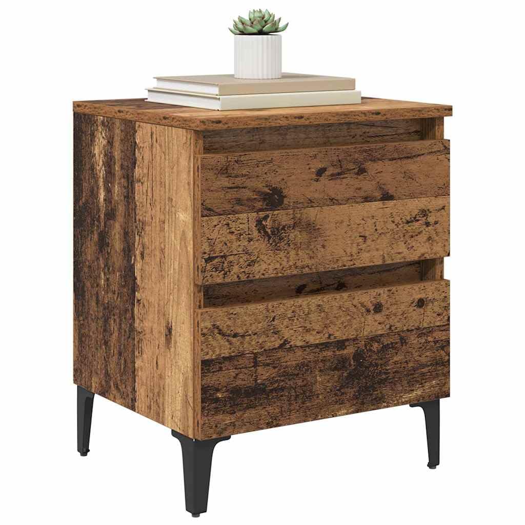 vidaXL Bettkommoden 2 Stück Alter Holz 40x35x50 cm Spanplatte Altes Holz, Altes Holz