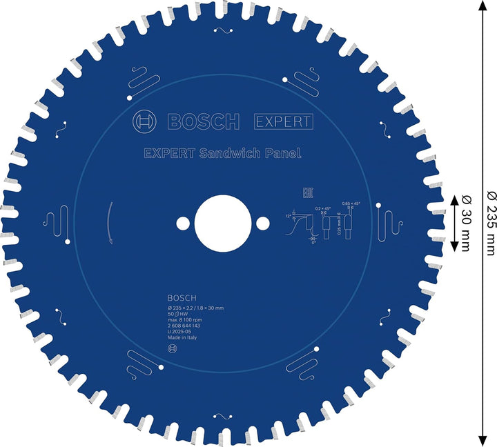 Bosch Professional Kreissägeblatt Expert for Sandwich Panel (235 x 30 x 2,2 mm, 50 Zähne, Zubehör Kr