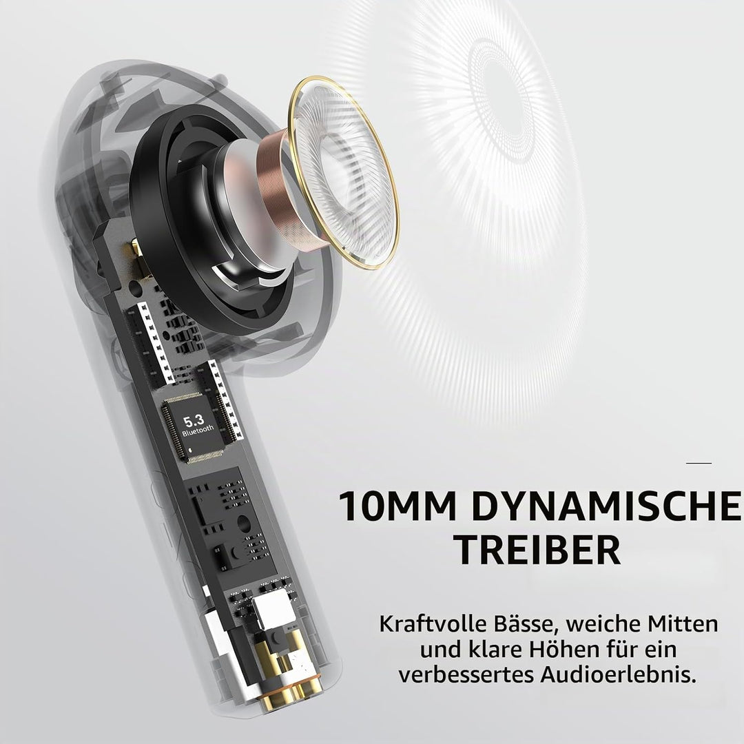 TOZO E2 Kopfhörer kabellos Bluetooth, 5.3 Bluetooth Kopfhörer, In Ear Kopfhörer mit APP Steuerung, 3