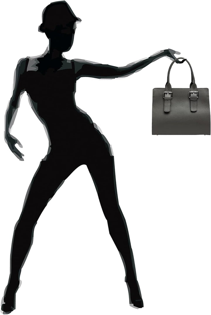 Caspar TL807 klassisch elegante Damen Leder Handtasche Einheitsgrösse Dunkelgrau, Einheitsgrösse Dun