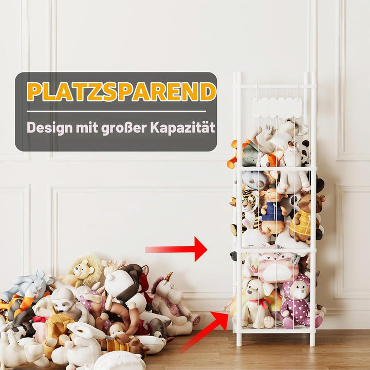 SpaceAid Stofftier Aufbewahrung Holz, Kuscheltier Zoo Organizer, Grosser Plüschtier Aufbewahrung Käf