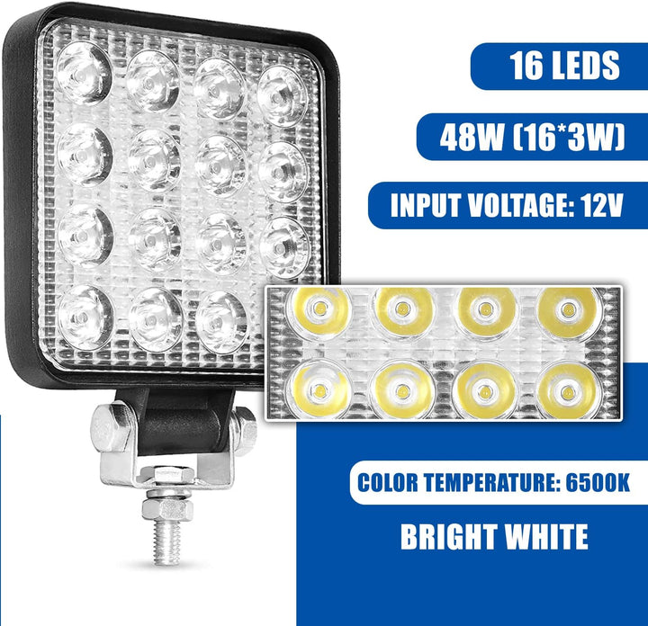 Kalienpie Led arbeitsscheinwerfer 12v Aluminium abs 48W 16 led 6500K 10.5 cm 4.21" arbeitsscheinwerf