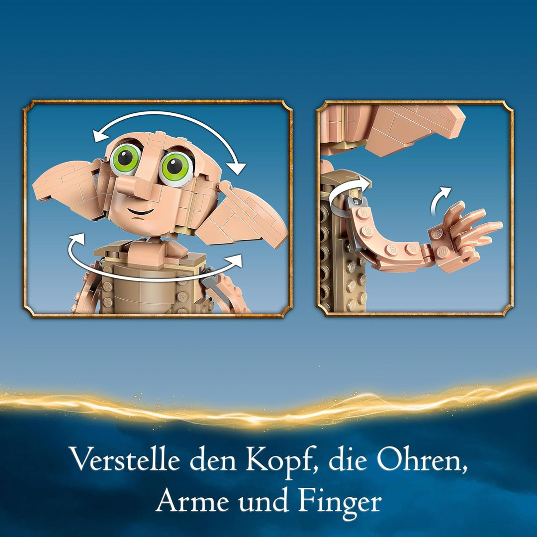 LEGO Harry Potter Dobby der Hauself Set, bewegliche ikonische Figur, Spielzeug, Schlafzimmer Accesso