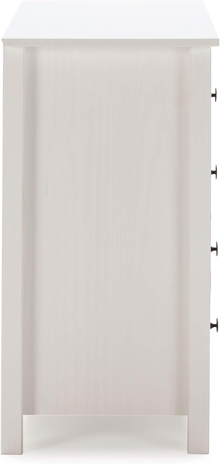 VS Venta-stock Magda Kommode mit 5 Schubladen Weiss und mehrfarbige Schubladen, Massives kiefernholz