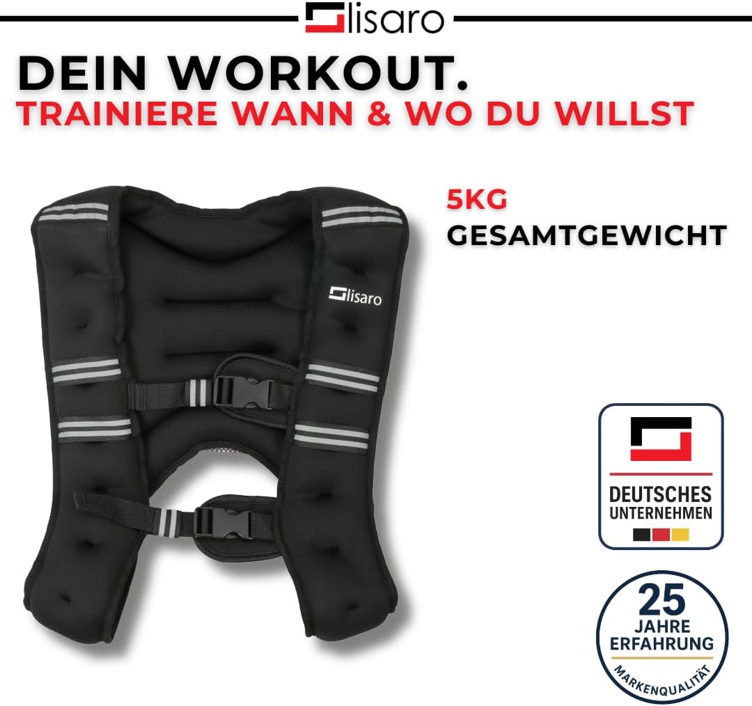 Lisaro Gewichtsweste 5-kg | ideal für Lauf Training | Gewichtsweste X-Style | Trainingsweste für Fit