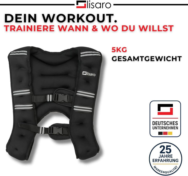 Lisaro Gewichtsweste 5-kg | ideal für Lauf Training | Gewichtsweste X-Style | Trainingsweste für Fit