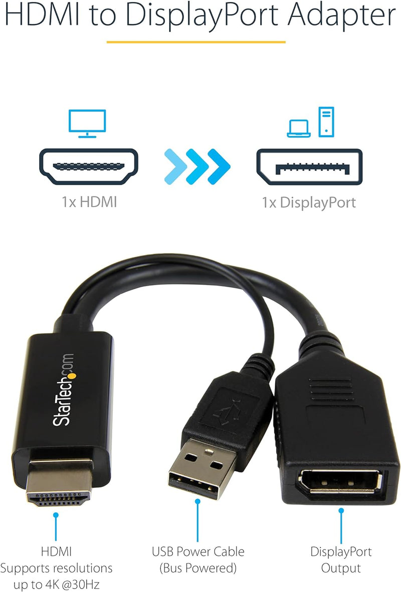 StarTech.com HDMI auf DisplayPort Adapter - HDMI auf DisplayPort Konverter mit USB Power - 4K HDMI z