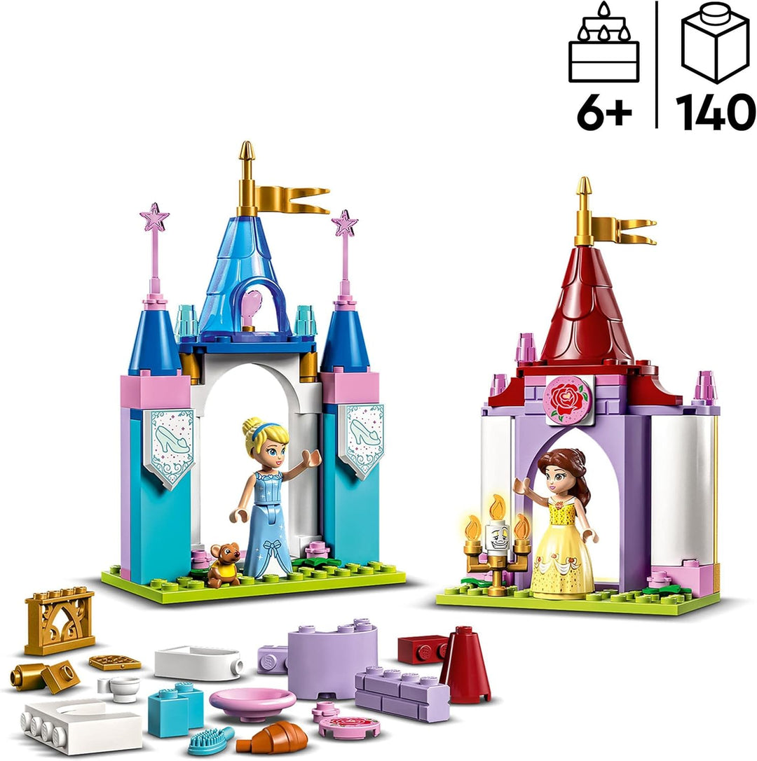 LEGO 43219 Disney Princess Kreative Schlösserbox, Spielzeug Schloss Spielset mit Belle und Cinderell