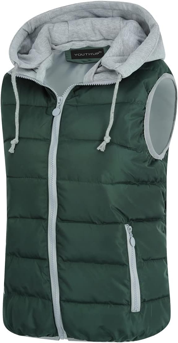 YOUTHUP West Damen Steppweste mit Kapuze Leicht Winterweste Freizeit Outdoor Ärmellos Jacke Gilet Bo