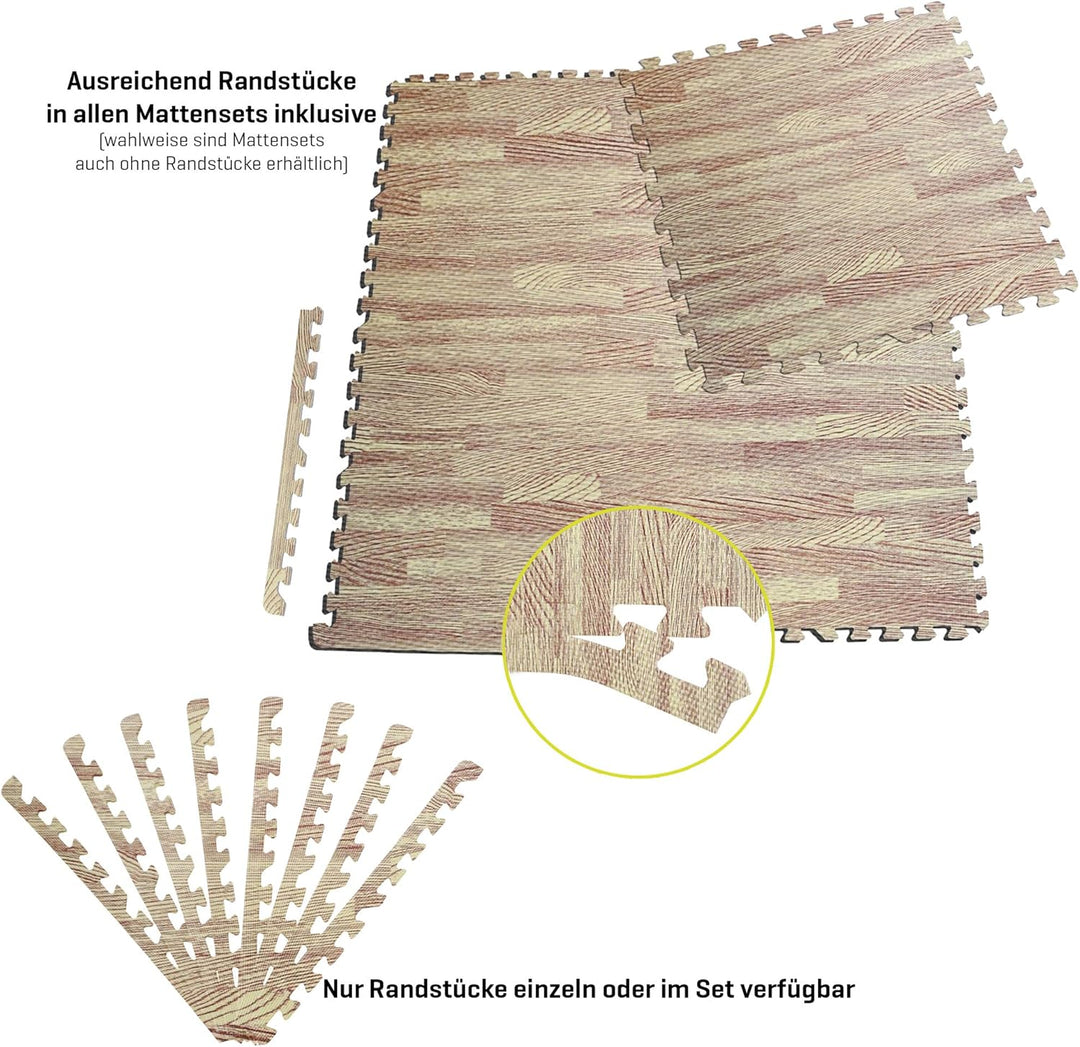 Sporttrend 24® 6 Schutzmatten + 12 Randstücke Set in Hellbraun 60x60x1cm | 2,16qm | Bodenschutzmatte