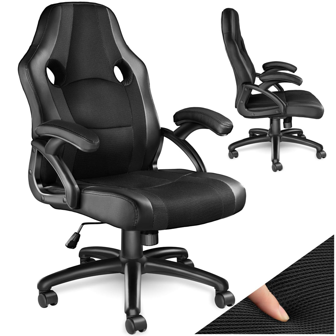tectake® Gaming Stuhl, Bürostuhl ergonomisch, Racing Bürostuhl, Chefsessel mit Wippfunktion und Arml
