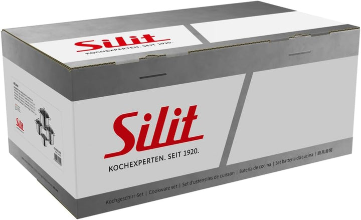 Silit Alicante Topfset Induktion 4-teilig, Kochtopf Set mit Glasdeckel, Edelstahl poliert, Induktion