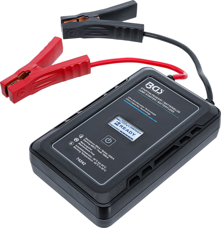BGS 74242 | Starthilfegerät | Batterielos | mit Ultra-Kondensator Technologie | 12 V / 800 A / 1600