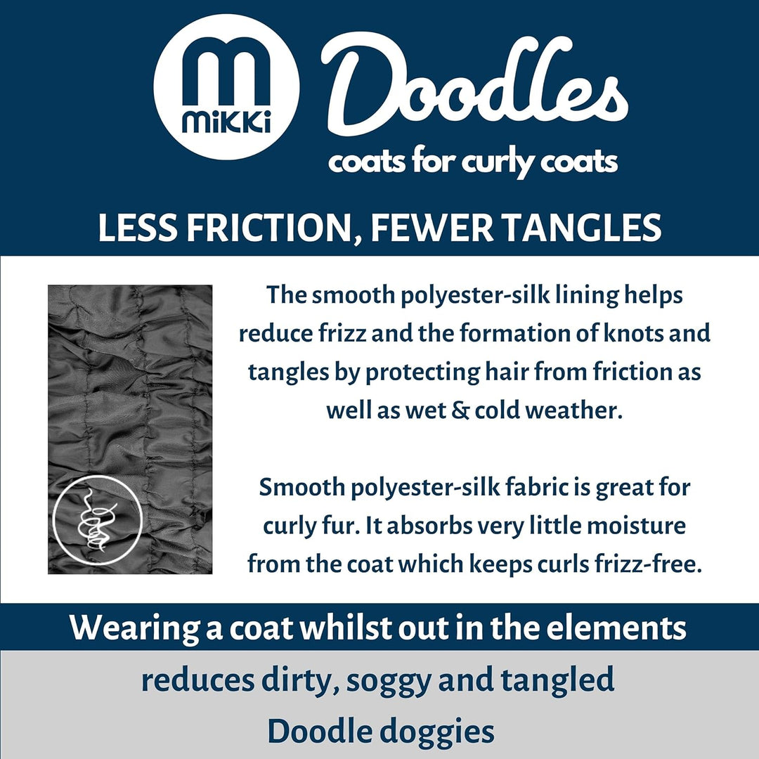 Mikki Doodles Hunde-Regenmantel, wasserdicht, Winddicht, seidiges Futter, weniger Reibung bedeutet w
