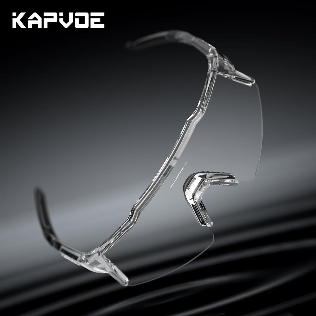 KAPVOE Photochromatische Selbsttönend Fahrradbrille TR90 Rahmen für Herren Damen Jungen Mädchen Klar