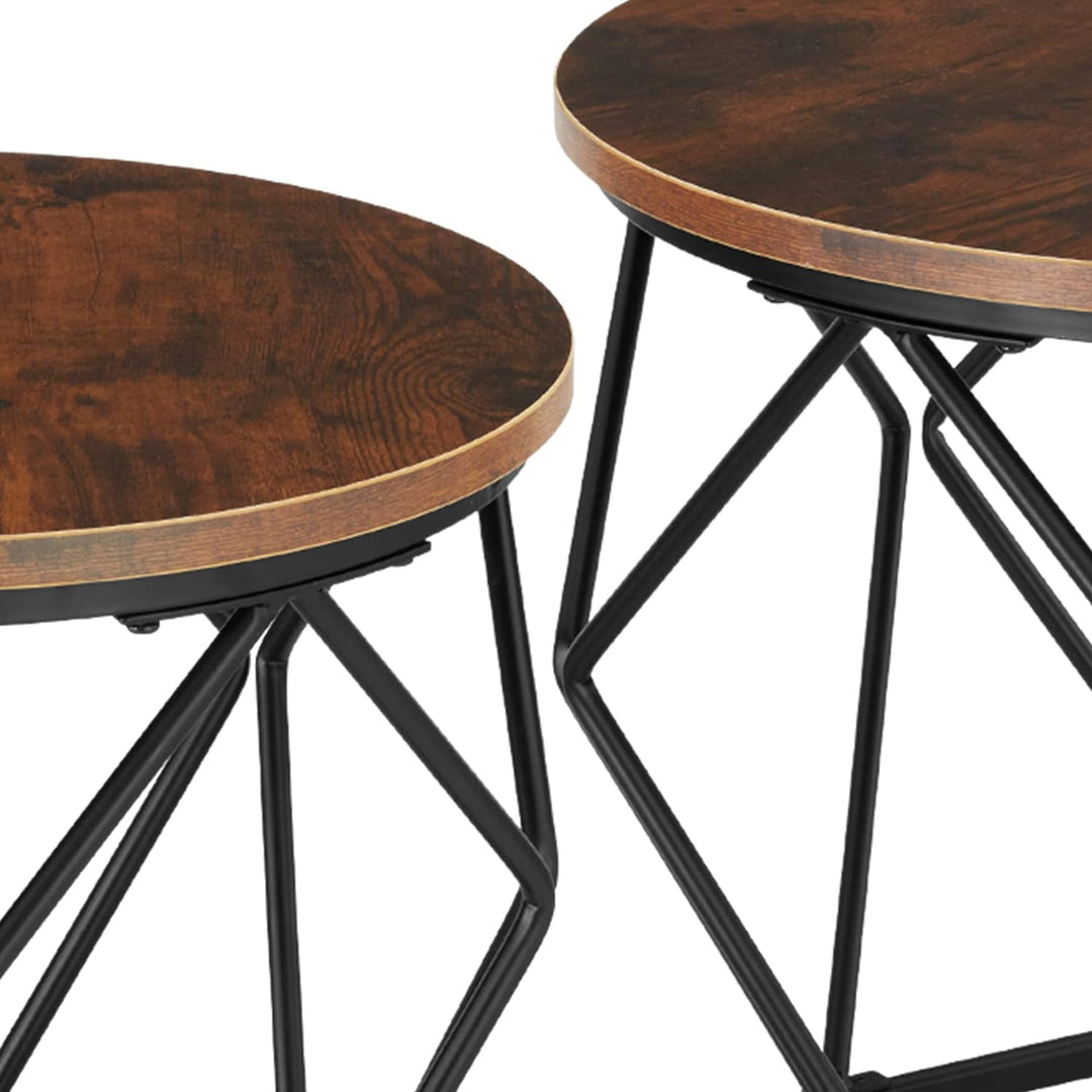 tectake Couchtisch 2er Set, Beistelltisch in Diamantform, Industrie-Design, für Wohnzimmer Schlafzim