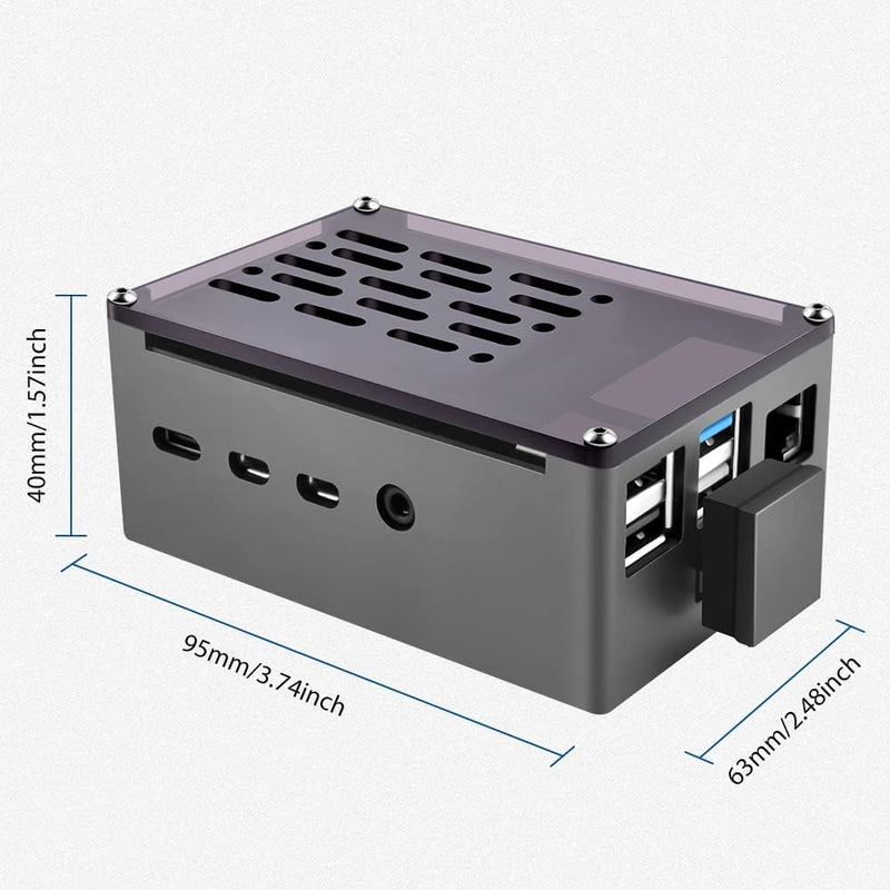 GeeekPi Raspberry Pi 4 Aluminium NAS Gehäuse mit PWM Lüfter und M.2 SATA SSD Adapterplatine, Raspber