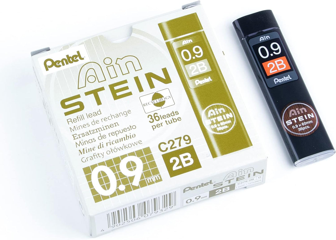Pentel C279-2BO Ain Stein Feinmine, Strichstärke 0.9 mm, Härtegrad 2B, 36 Minen je Dose, 2B
