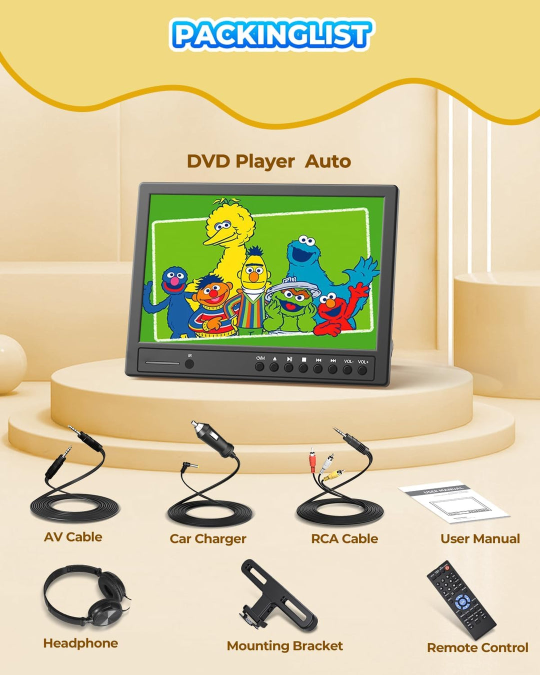 Arafuna 12,5 Zoll DVD Player Auto,1080p Auto Fernseher, DVD Player Auto Kinder Supporte l'entrée USB