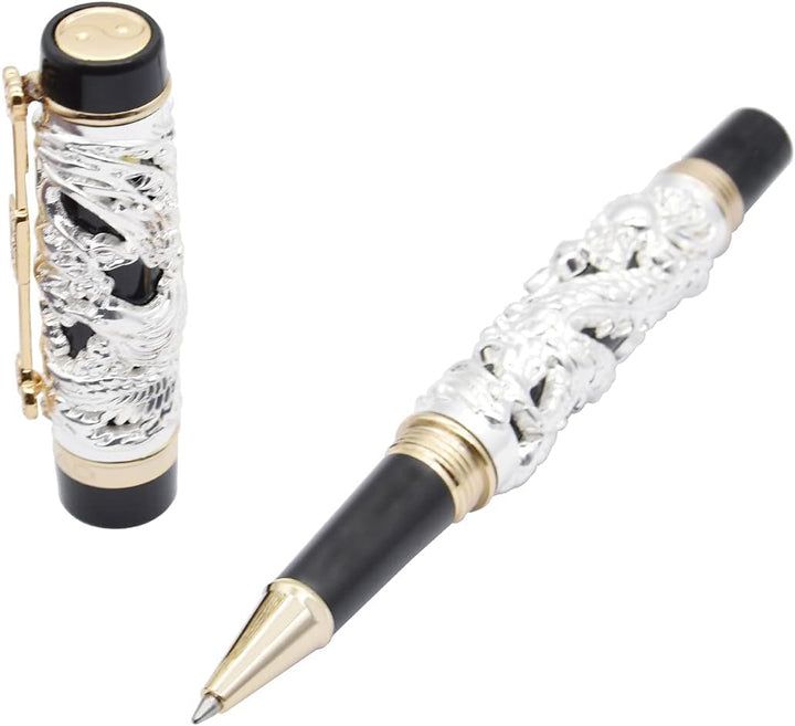 Gullor Edelsten Walze Kugelschreiber Jinhao Silber Drachen-und Ph?nix schwarz Silver and black, Silv