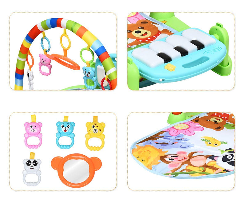 RELAX4LIFE Babyspielmatte mit Licht, musikalische Spieldecke mit abnehmbaren Klavier & Spielsachen,