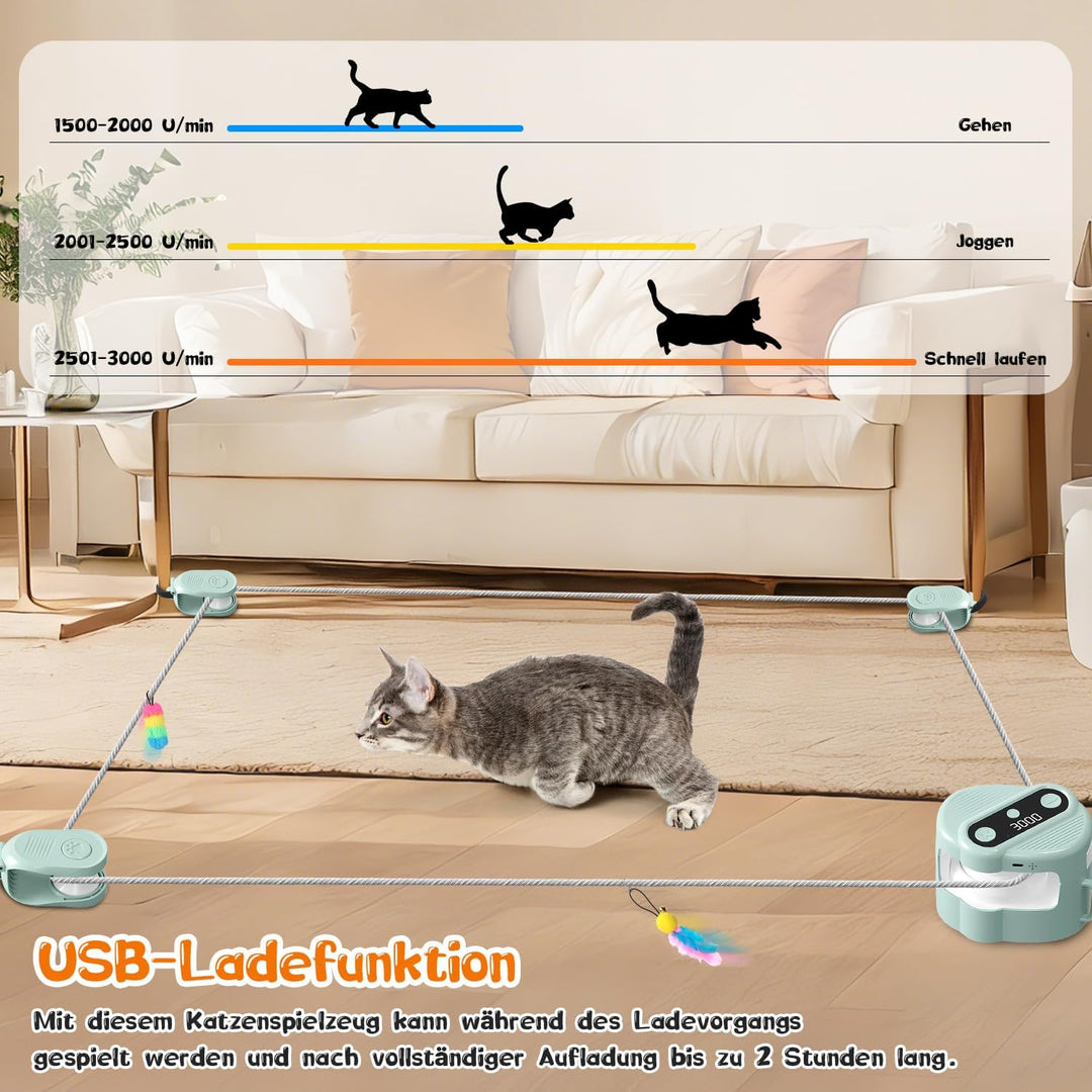 Interaktives Katzenspielzeug, Katzenlaufband Katzenspielzeug Elektrisch mit Fernbedienung, 4 Geschwi