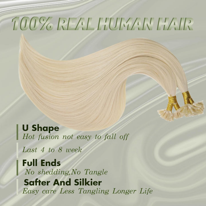 RUNATURE Extensions Bonding Platinblond Pre Bonded Haarverlangerung Echthaar Keratin Bondings 18 Zol