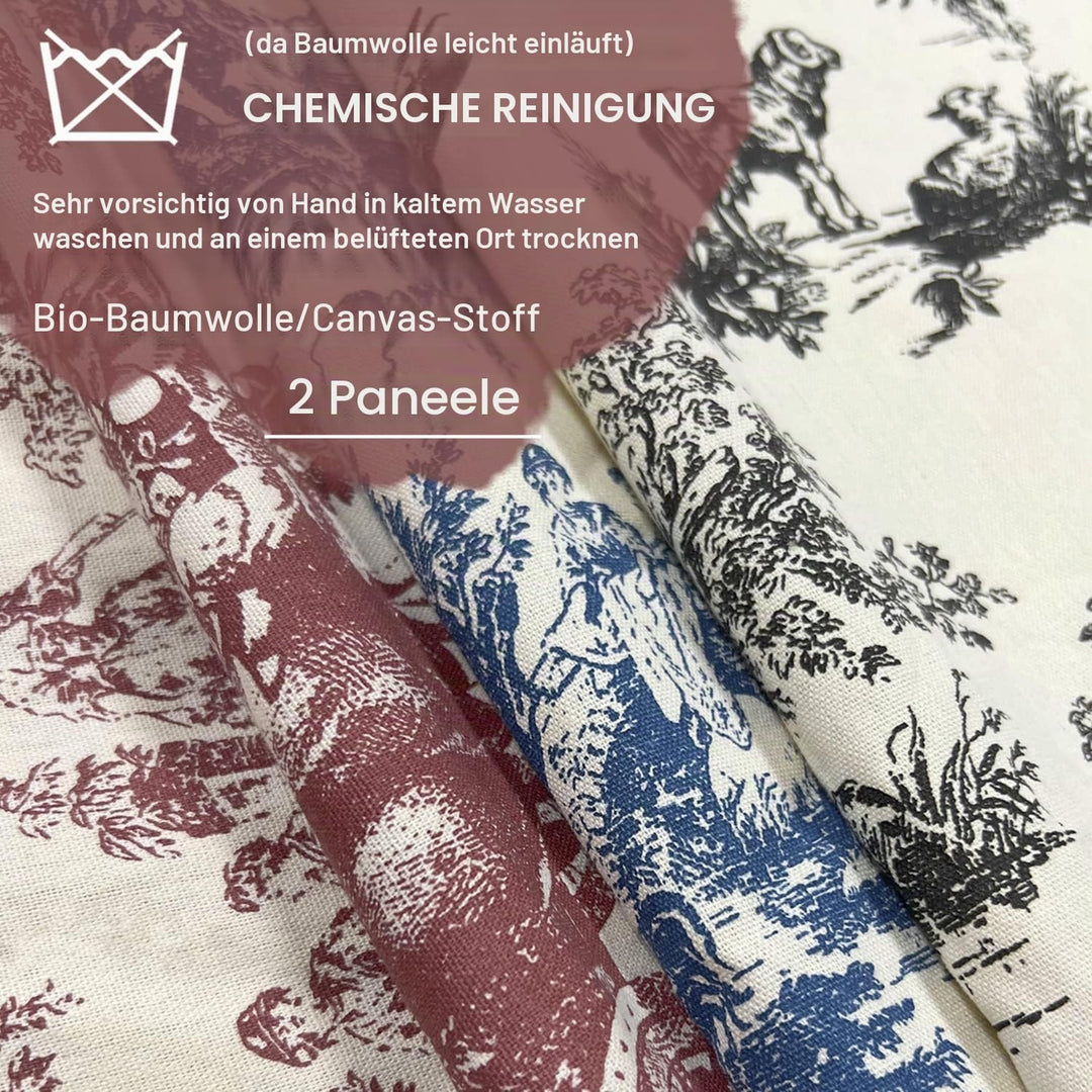 Vorhänge mit Frühlingsküsten-Motiv, für Wohnzimmer, 274 cm lang, französisches Landhaus-Toile de Jou