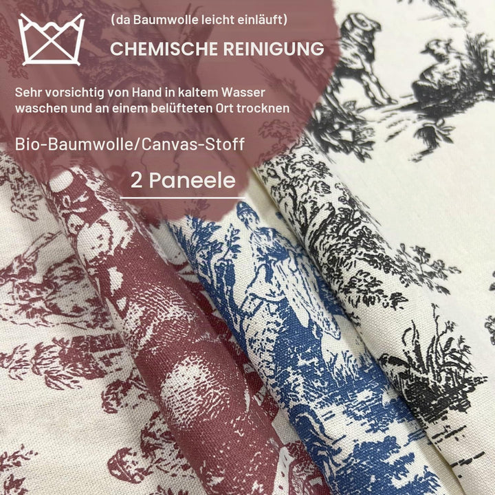 Vorhänge mit Frühlingsküsten-Motiv, für Wohnzimmer, 274 cm lang, französisches Landhaus-Toile de Jou