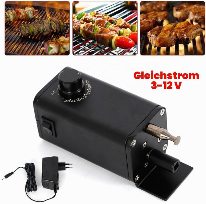 Elektrogrill Motor für BBQ Grill, 15W, 12V, Drehspiess, Tischgrill, Schwarz Metall