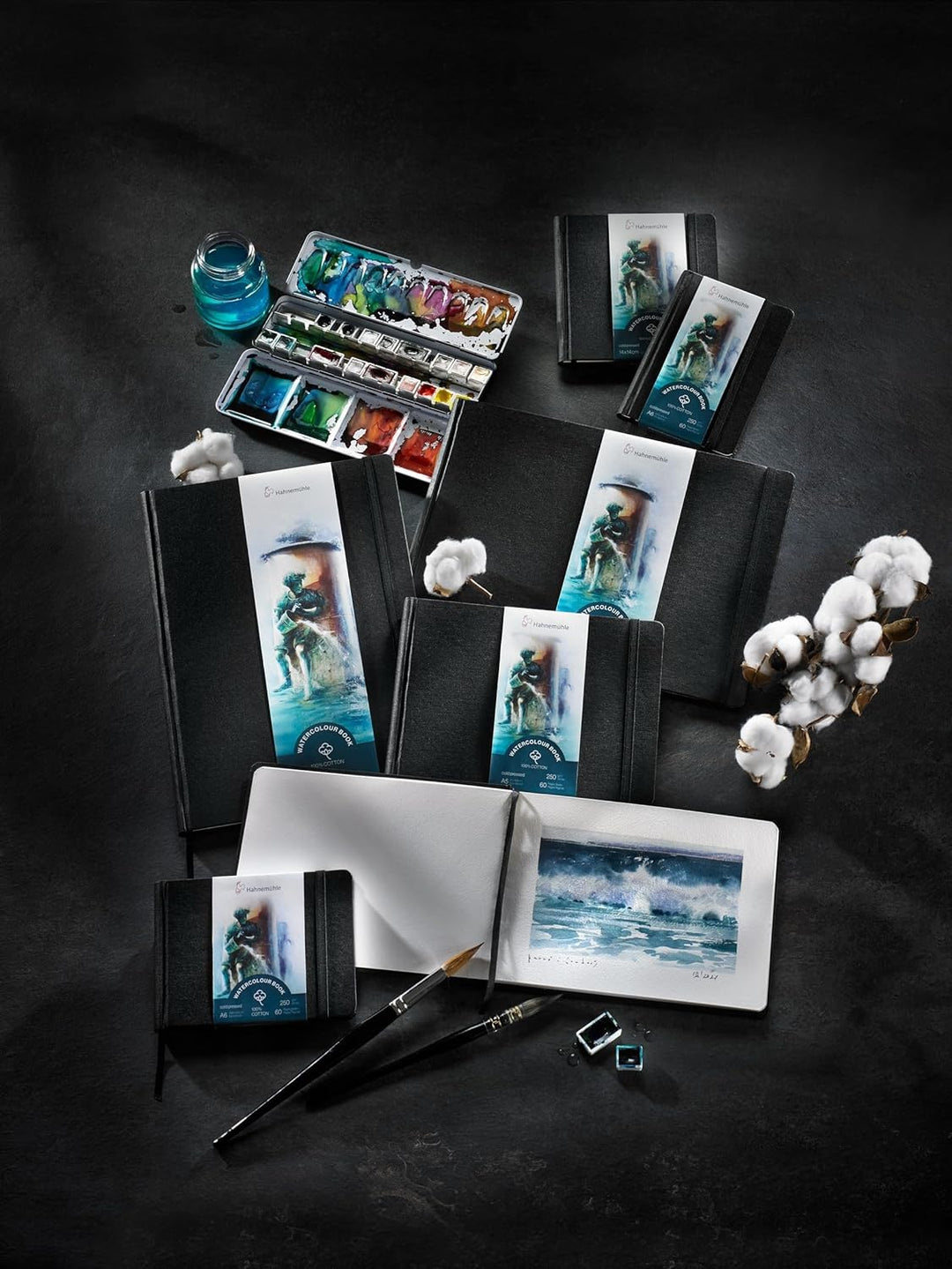 Hahnemühle Watercolour Book 100% Cotton, 250g/m², matt, oberflächengeleimt, 30 Blatt/60 Seiten, Aqua