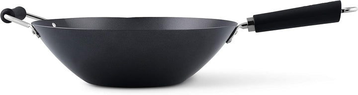 Ken Hom KH435001 Carbonstahl Wokfanne, 35cm, Excellence, Wok Induktion, Phenolischer Griff, Spülmasc