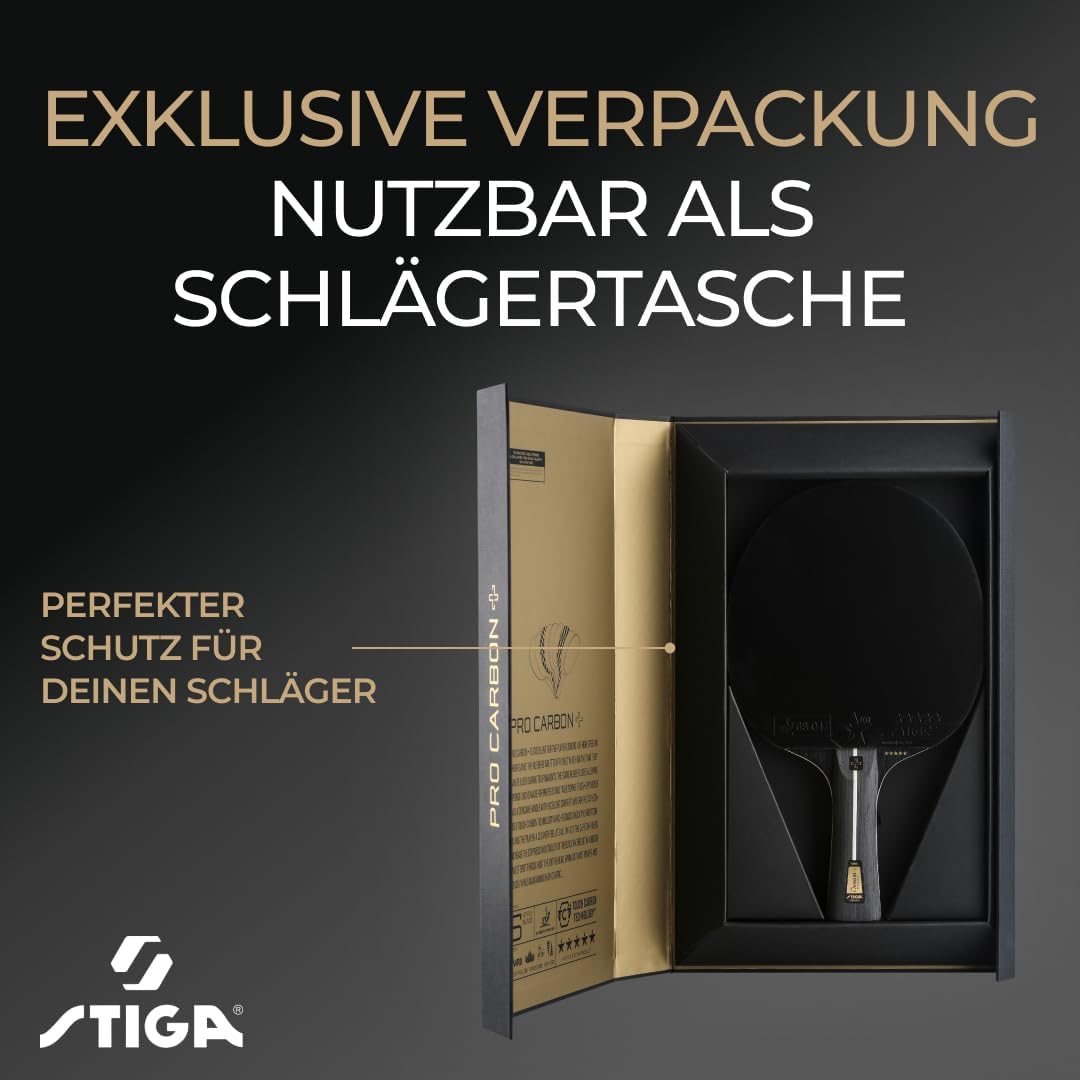 STIGA Unisex – Erwachsene Pro Carbon + Profi Tischtennisschläger,, Pro Carbon Tischtennisschläger, S