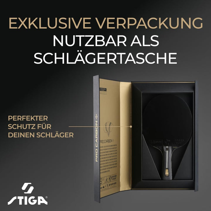 STIGA Unisex – Erwachsene Pro Carbon + Profi Tischtennisschläger,, Pro Carbon Tischtennisschläger, S