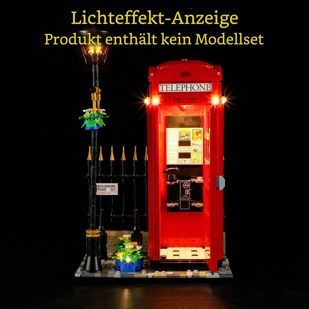 GEAMENT LED Licht-Set Kompatibel mit Lego Rote Londoner Telefonzelle (Red London Telephone Box) - Be