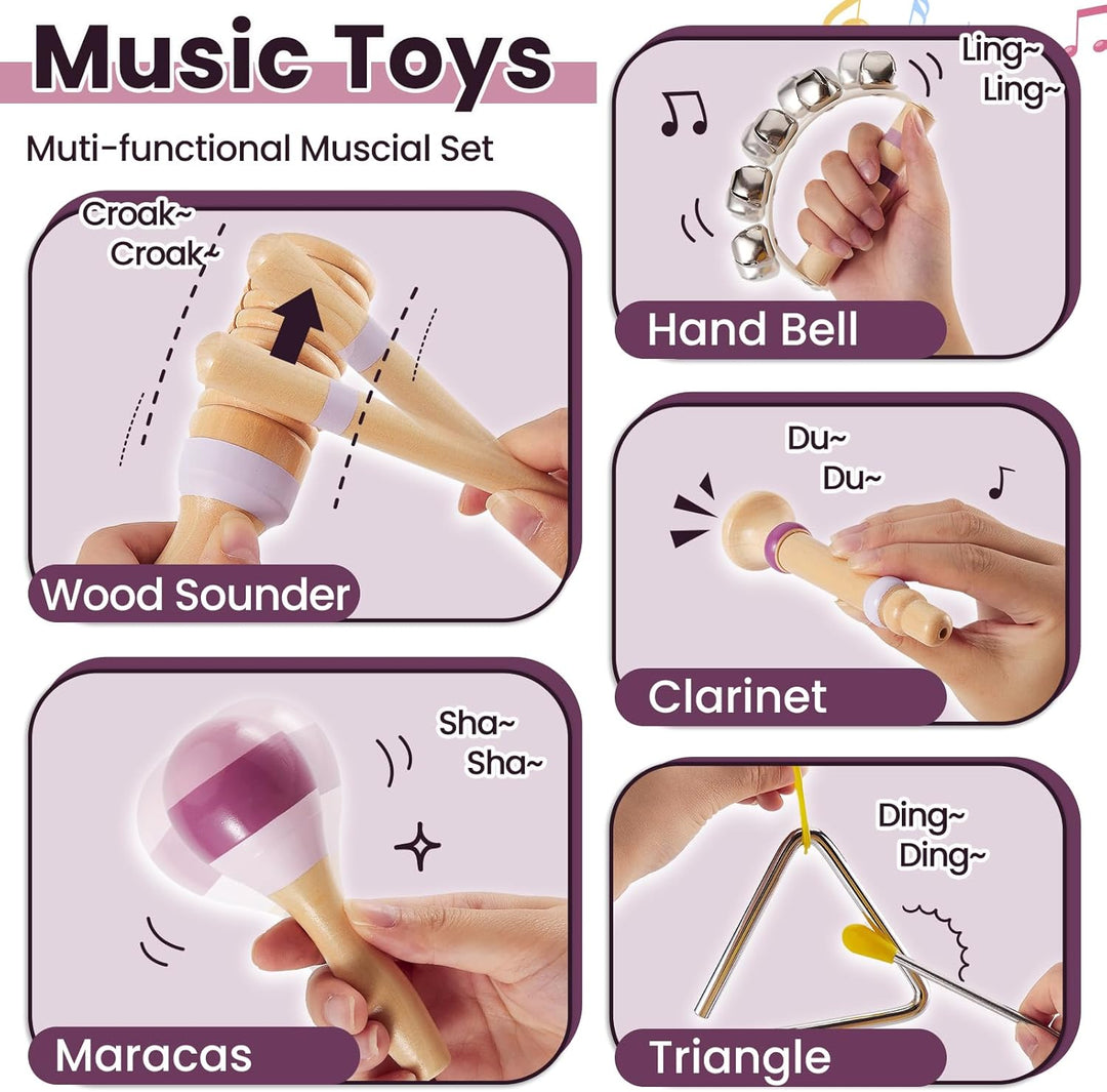 BUYGER Percussion Instrumente für Kinder, Baby Montessori Musikspielzeug aus Holz, Musikinstrumente