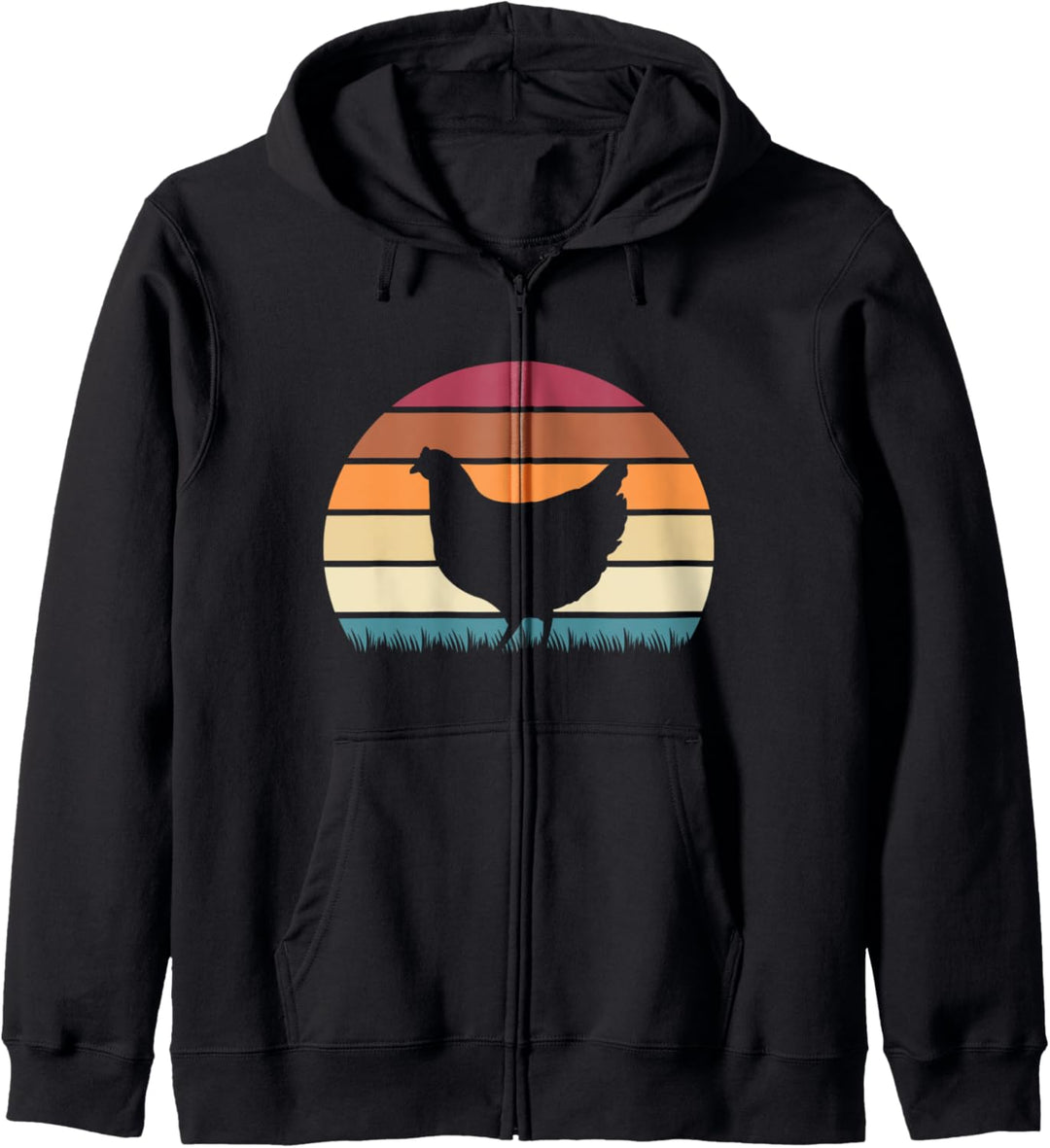 Retro Vintage Sunset Farm Animal Lover Chicken Rooster Kapuzenjacke