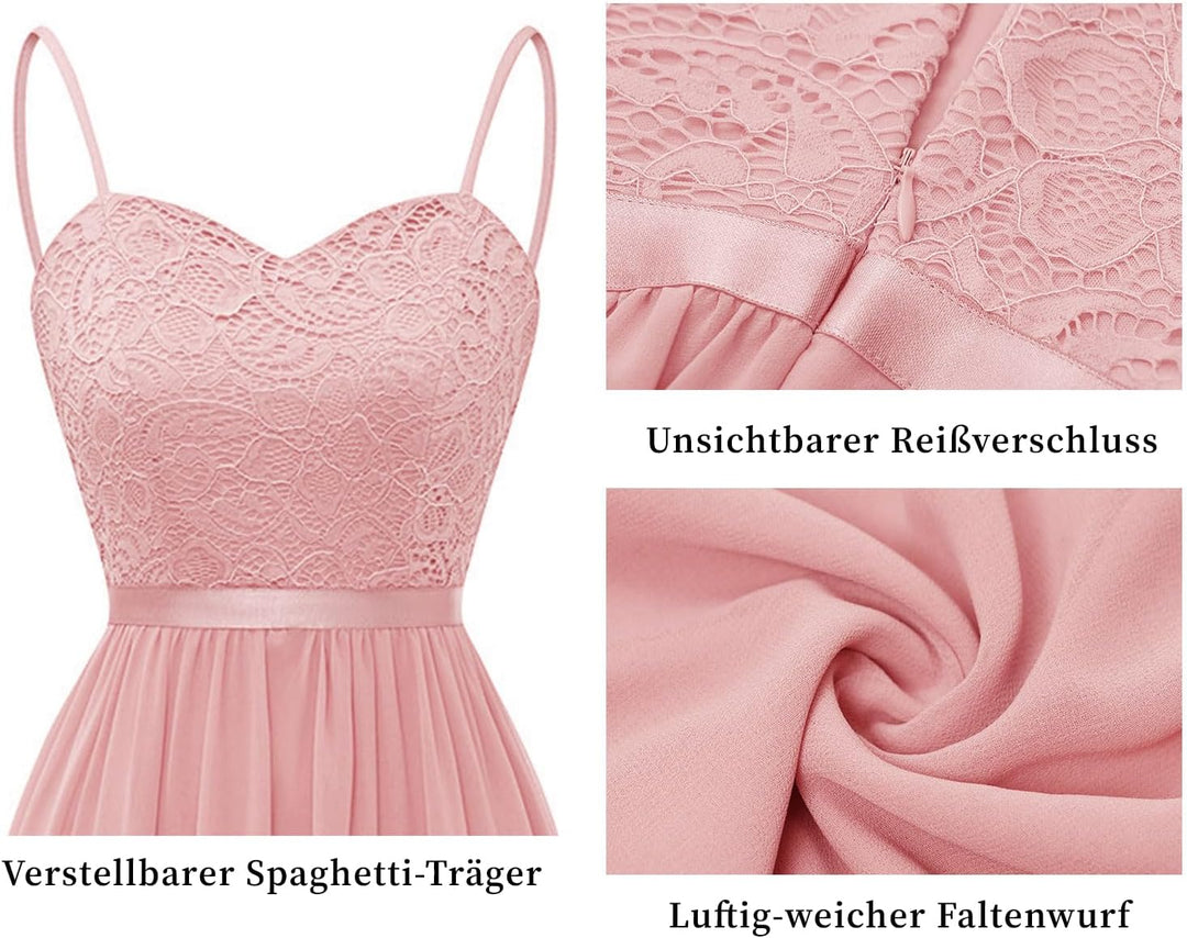 DRESSTELLS Damen Abendkleider Elegant für Hochzeit Brautjungfernkleider Lang Chiffon Brautjungfernkl
