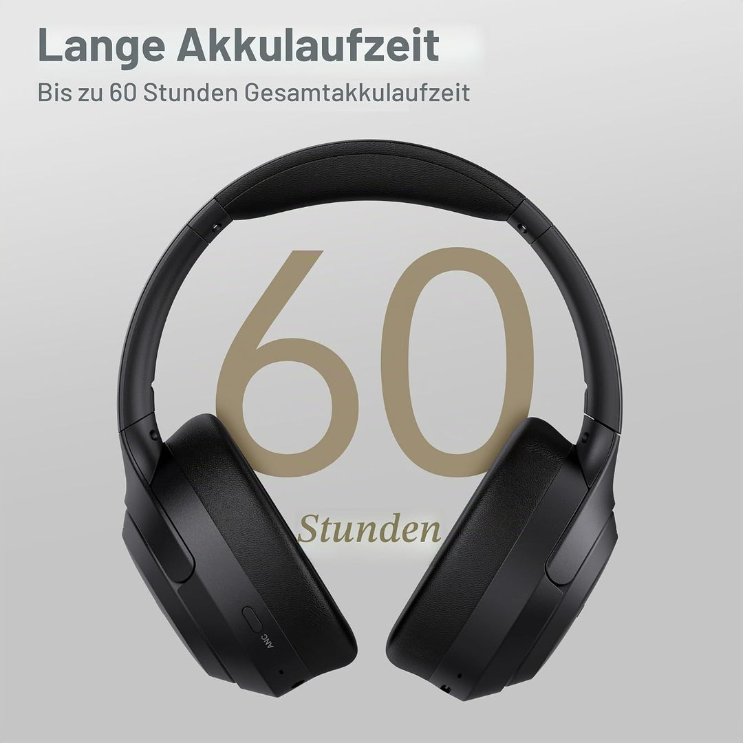 LORELEI QC60 Hybrid Active Noise Cancenlling Headphones,Wireless Over Ear Bluetooth Headsets with Mi