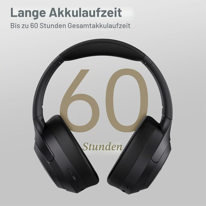 LORELEI QC60 Hybrid Active Noise Cancenlling Headphones,Wireless Over Ear Bluetooth Headsets with Mi